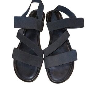 Pesaro Women's Black Sandals elastic straps wedge heel 1 1/2” size 8 1/2